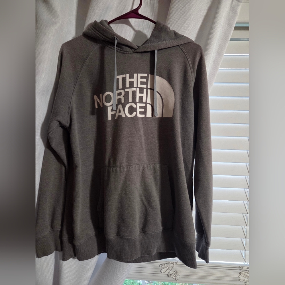 The North Face Gray Logo Pullover Hoodie Sweatshirt Size Medium